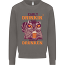 Early Drinkin' Quick Drunken Funny Beer Alcohol Mens Sweatshirt Jumper Charcoal