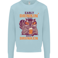 Early Drinkin' Quick Drunken Funny Beer Alcohol Mens Sweatshirt Jumper Light Blue