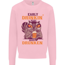 Early Drinkin' Quick Drunken Funny Beer Alcohol Mens Sweatshirt Jumper Light Pink