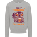 Early Drinkin' Quick Drunken Funny Beer Alcohol Mens Sweatshirt Jumper Sports Grey