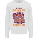 Early Drinkin' Quick Drunken Funny Beer Alcohol Mens Sweatshirt Jumper White