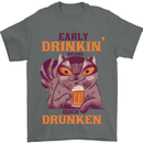 Early Drinkin' Quick Drunken Funny Beer Alcohol Mens T-Shirt 100% Cotton Charcoal
