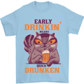 Early Drinkin' Quick Drunken Funny Beer Alcohol Mens T-Shirt 100% Cotton Light Blue