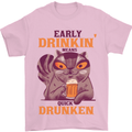 Early Drinkin' Quick Drunken Funny Beer Alcohol Mens T-Shirt 100% Cotton Light Pink