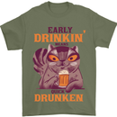 Early Drinkin' Quick Drunken Funny Beer Alcohol Mens T-Shirt 100% Cotton Military Green
