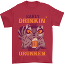 Early Drinkin' Quick Drunken Funny Beer Alcohol Mens T-Shirt 100% Cotton Red