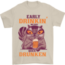Early Drinkin' Quick Drunken Funny Beer Alcohol Mens T-Shirt 100% Cotton Sand