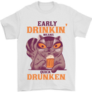Early Drinkin' Quick Drunken Funny Beer Alcohol Mens T-Shirt 100% Cotton White