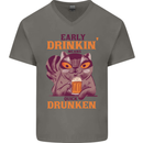 Early Drinkin' Quick Drunken Funny Beer Alcohol Mens V-Neck Cotton T-Shirt Charcoal