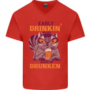 Early Drinkin' Quick Drunken Funny Beer Alcohol Mens V-Neck Cotton T-Shirt Red