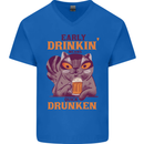 Early Drinkin' Quick Drunken Funny Beer Alcohol Mens V-Neck Cotton T-Shirt Royal Blue
