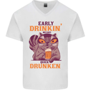Early Drinkin' Quick Drunken Funny Beer Alcohol Mens V-Neck Cotton T-Shirt White