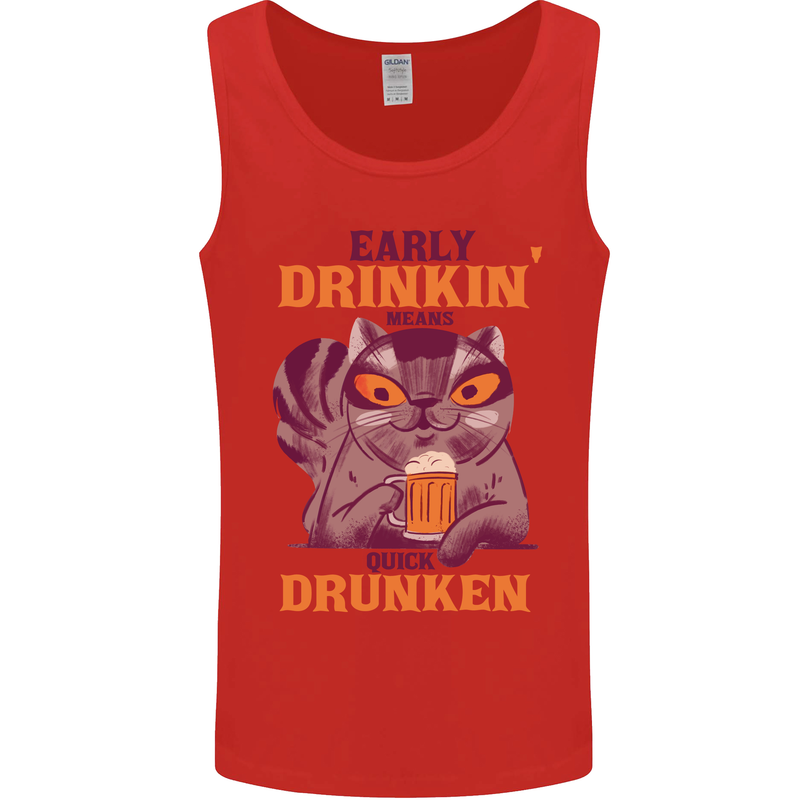 Early Drinkin' Quick Drunken Funny Beer Alcohol Mens Vest Tank Top Red
