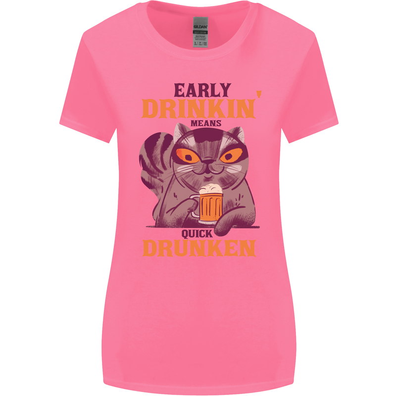 Early Drinkin' Quick Drunken Funny Beer Alcohol Womens Wider Cut T-Shirt Azalea
