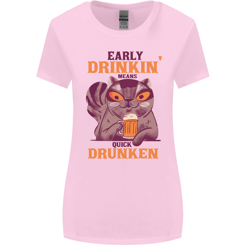 Early Drinkin' Quick Drunken Funny Beer Alcohol Womens Wider Cut T-Shirt Light Pink