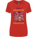 Early Drinkin' Quick Drunken Funny Beer Alcohol Womens Wider Cut T-Shirt Red