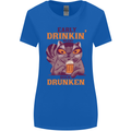 Early Drinkin' Quick Drunken Funny Beer Alcohol Womens Wider Cut T-Shirt Royal Blue