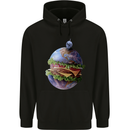 Earth Burger Funny Food Planet Mens 80% Cotton Hoodie Black