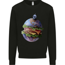 Earth Burger Funny Food Planet Mens Sweatshirt Jumper Black