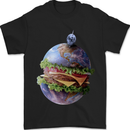 Earth Burger Funny Food Planet Mens T-Shirt 100% Cotton Black