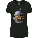 Earth Burger Funny Food Planet Womens Wider Cut T-Shirt Black