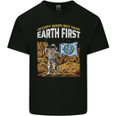 Earth First Climate Change Astronaut Mars Kids T-Shirt Childrens Black