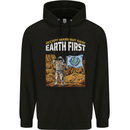 Earth First Climate Change Astronaut Mars Mens 80% Cotton Hoodie Black