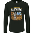 Earth First Climate Change Astronaut Mars Mens Long Sleeve T-Shirt Black