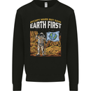 Earth First Climate Change Astronaut Mars Mens Sweatshirt Jumper Black