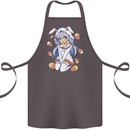 Easter Anime Girl With Eggs and Bunny Ears Cotton Apron 100% Organic Dark Grey