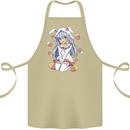 Easter Anime Girl With Eggs and Bunny Ears Cotton Apron 100% Organic Khaki