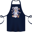 Easter Anime Girl With Eggs and Bunny Ears Cotton Apron 100% Organic Navy Blue