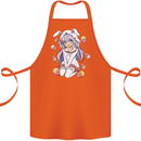 Easter Anime Girl With Eggs and Bunny Ears Cotton Apron 100% Organic Orange