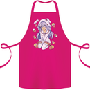 Easter Anime Girl With Eggs and Bunny Ears Cotton Apron 100% Organic Pink