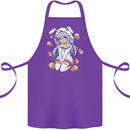 Easter Anime Girl With Eggs and Bunny Ears Cotton Apron 100% Organic Purple