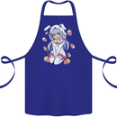 Easter Anime Girl With Eggs and Bunny Ears Cotton Apron 100% Organic Royal Blue