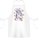 Easter Anime Girl With Eggs and Bunny Ears Cotton Apron 100% Organic White