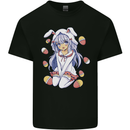 Easter Anime Girl With Eggs and Bunny Ears Kids T-Shirt Childrens Black