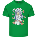 Easter Anime Girl With Eggs and Bunny Ears Kids T-Shirt Childrens Irish Green