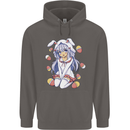Easter Anime Girl With Eggs and Bunny Ears Mens 80% Cotton Hoodie Charcoal