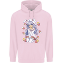 Easter Anime Girl With Eggs and Bunny Ears Mens 80% Cotton Hoodie Light Pink