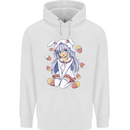 Easter Anime Girl With Eggs and Bunny Ears Mens 80% Cotton Hoodie White