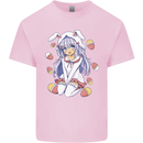 Easter Anime Girl With Eggs and Bunny Ears Mens Cotton T-Shirt Tee Top Light Pink