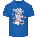 Easter Anime Girl With Eggs and Bunny Ears Mens Cotton T-Shirt Tee Top Royal Blue