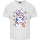 Easter Anime Girl With Eggs and Bunny Ears Mens Cotton T-Shirt Tee Top White