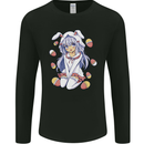 Easter Anime Girl With Eggs and Bunny Ears Mens Long Sleeve T-Shirt Black