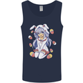 Easter Anime Girl With Eggs and Bunny Ears Mens Vest Tank Top Navy Blue