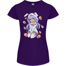 Easter Anime Girl With Eggs and Bunny Ears Womens Petite Cut T-Shirt Purple