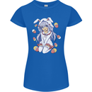Easter Anime Girl With Eggs and Bunny Ears Womens Petite Cut T-Shirt Royal Blue