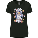 Easter Anime Girl With Eggs and Bunny Ears Womens Wider Cut T-Shirt Black